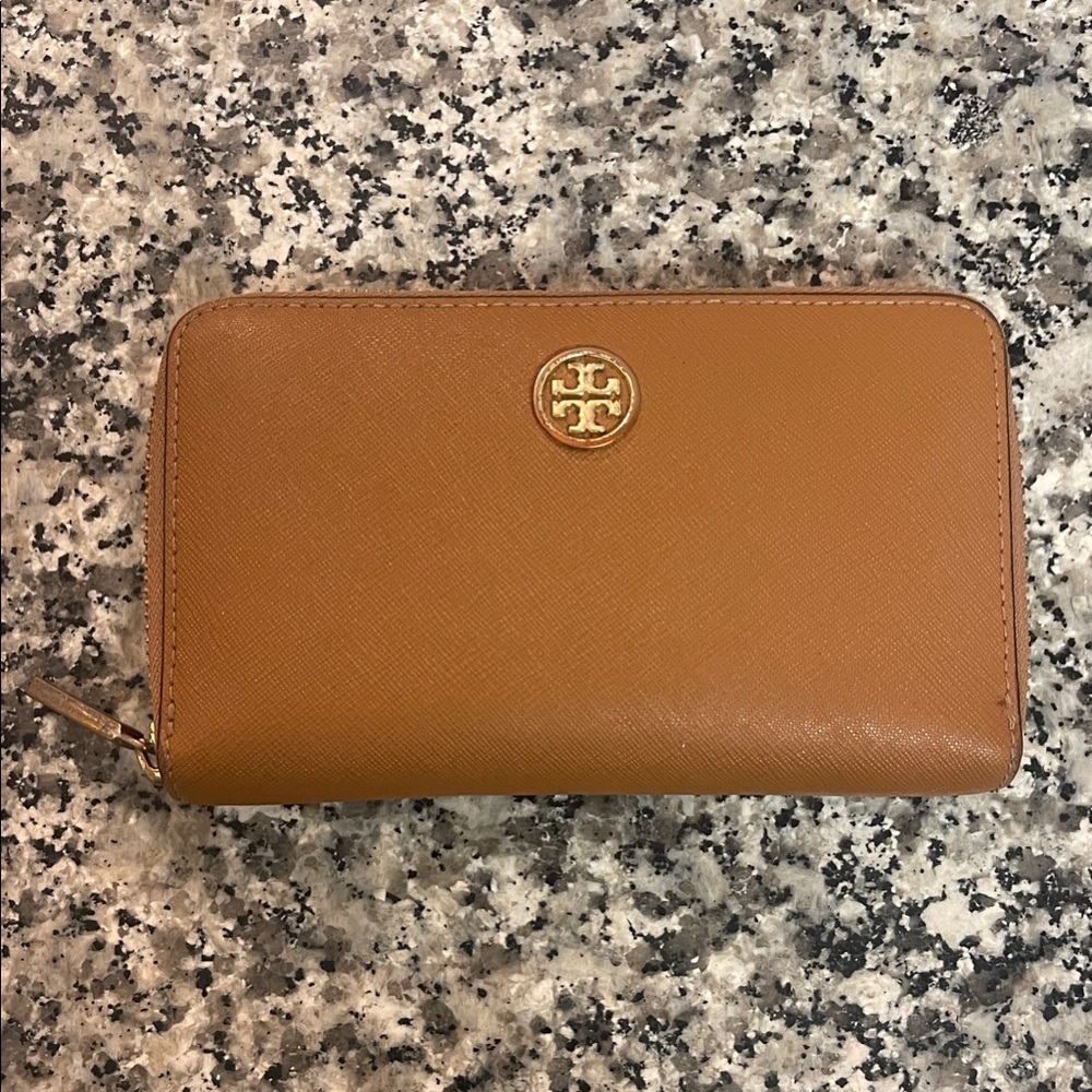 Tory Burch Brown Wallet with Gold Logo